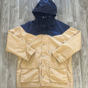 Vintage 1970’s SKOR Tan and Blue Hooded Jacket L